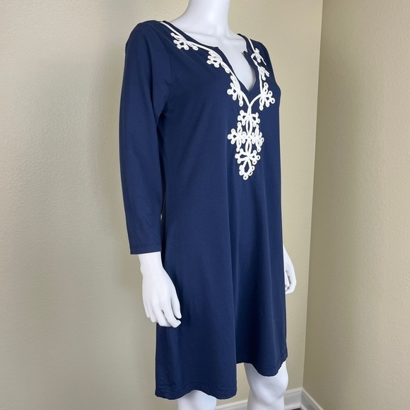 Lilly Pulitzer Women’s Size L Navy Pima Cotton Marina Embroidered Shirt Dress - Picture 11 of 14